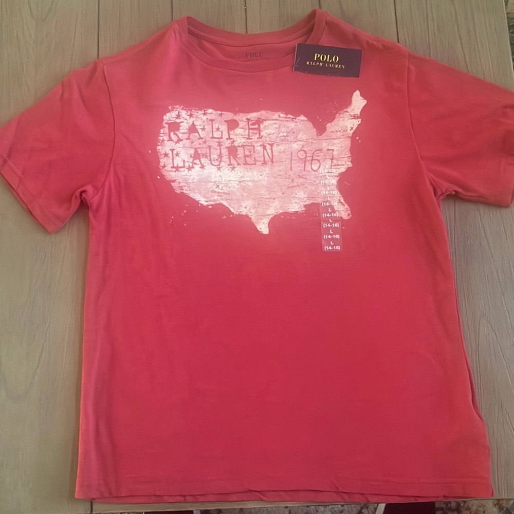 Polo Ralph Lauren TShirt Size Large (14-16) Red with Print